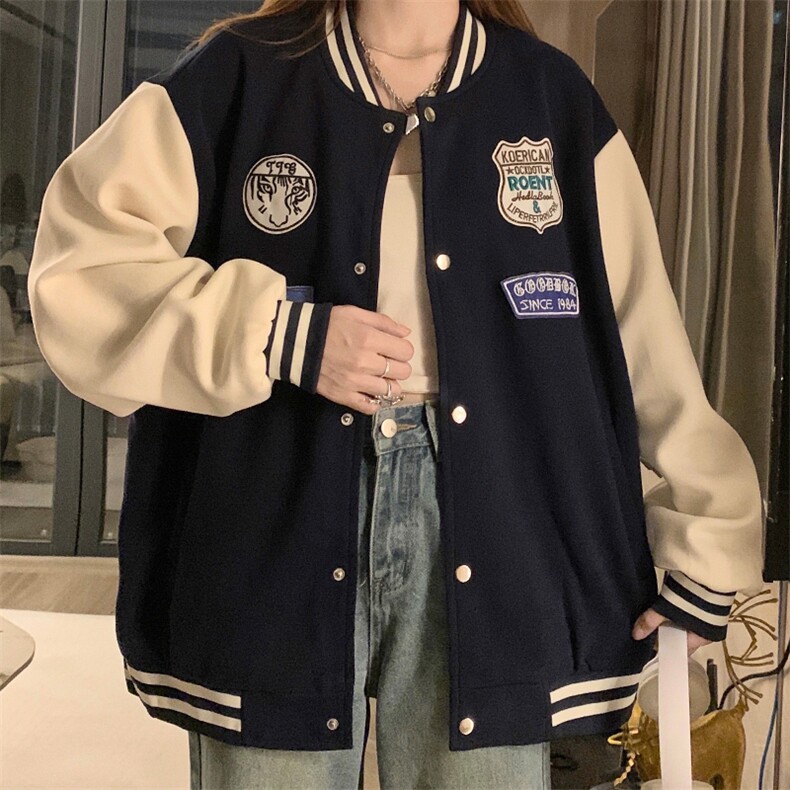 2024棒球服外套女春秋宽松减龄百搭休闲夹克上衣学院风C792-P90,男装夹克,星座911-2(原星座613-2）
