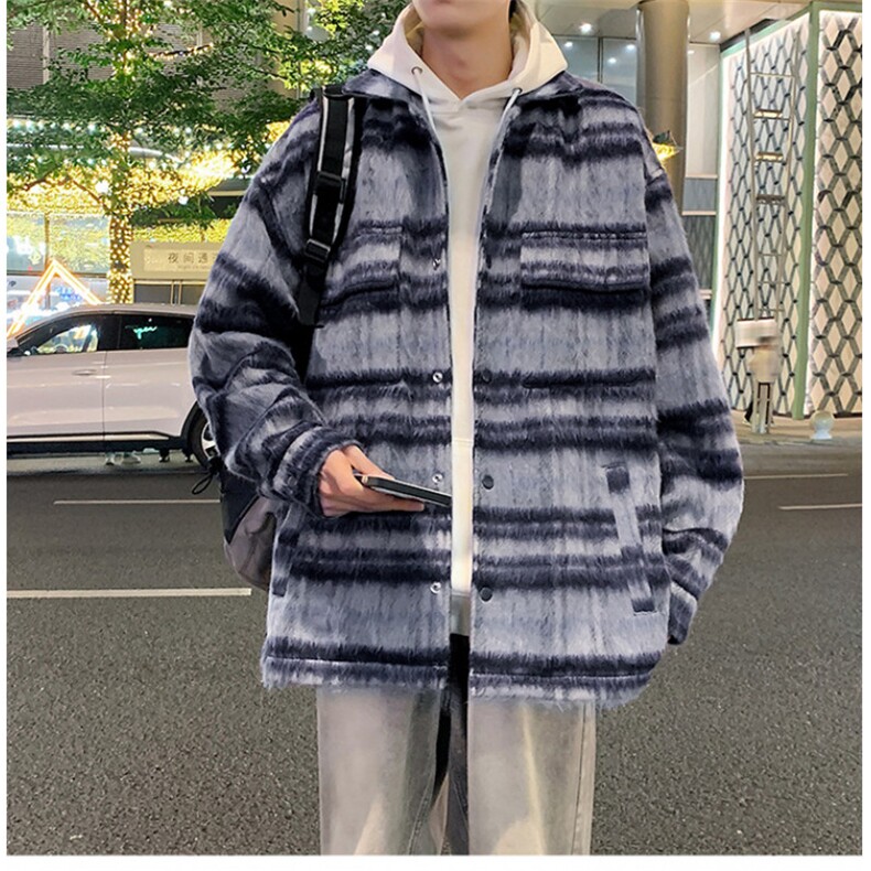 夜景毛呢格子大衣男冬季复古潮牌韩系呢子夹克外套F1236特P90,男装夹克,星座309（原A406）