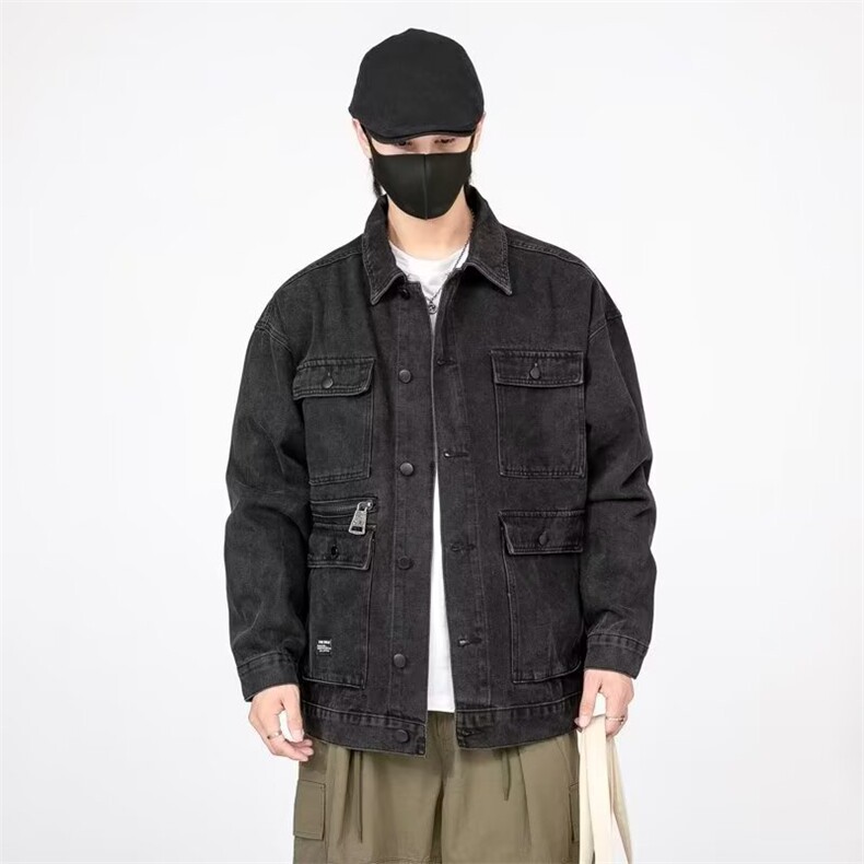 1506-1/JG171/P44牛仔外套男士多口袋电焊工防烫耐磨工装夹克图片