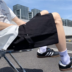 复古金属柳钉工装短裤男夏季小众设计宽松伐木休闲五分裤9602 P38图片