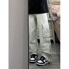 【网图】杏色工装裤宽松直筒侧边拉链美式hiphop裤子KGZ01LL-P55，男装工装外套，星座1007（原301D）