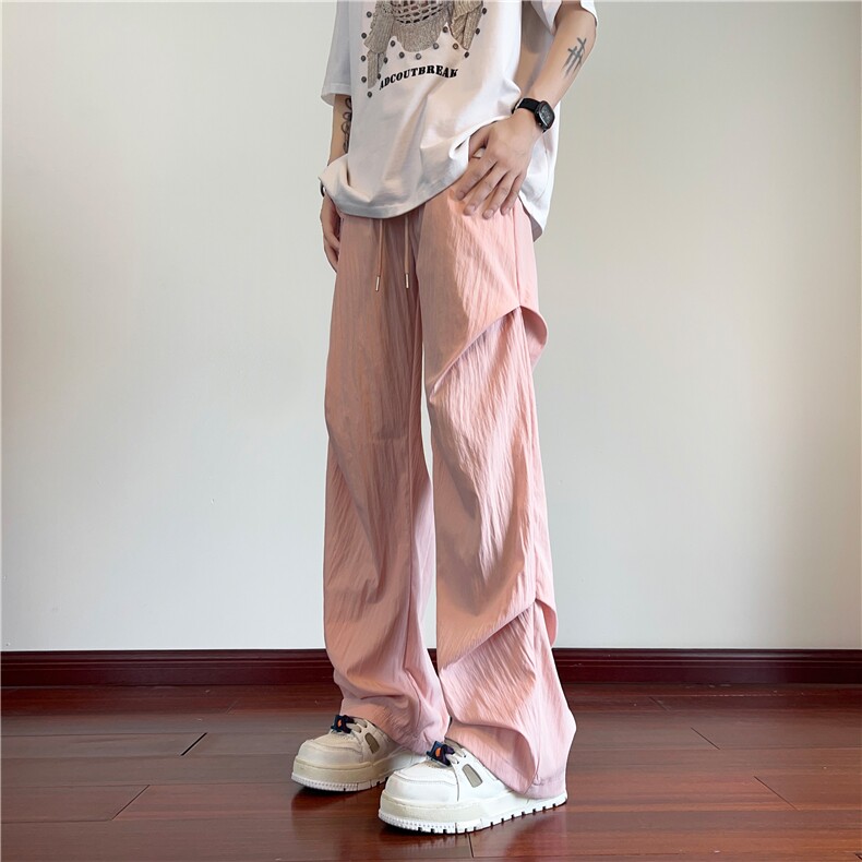 2024夏季新款垂感显瘦潮流宽松阔腿休闲裤B315-K24105-特P30控58,男装休闲裤,电商B315
