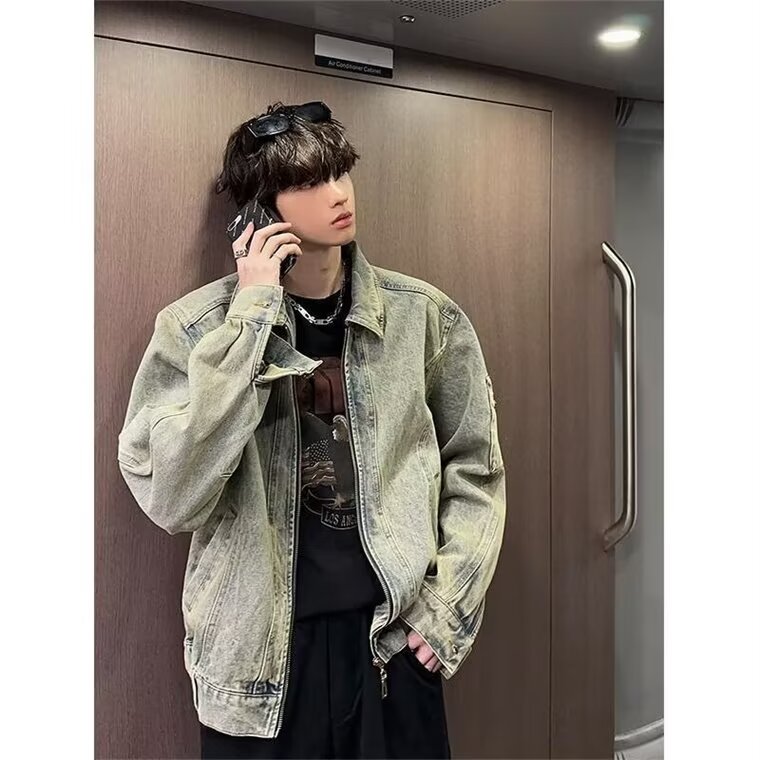 复古水洗做旧牛仔外套男春秋炸街宽松休闲工装夹克网图JN1230-P78,男装工装外套,星座302B