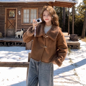 美拉德羊羔毛外套女皮毛一体翻领加厚保暖2025新款8061-P185-K280图片