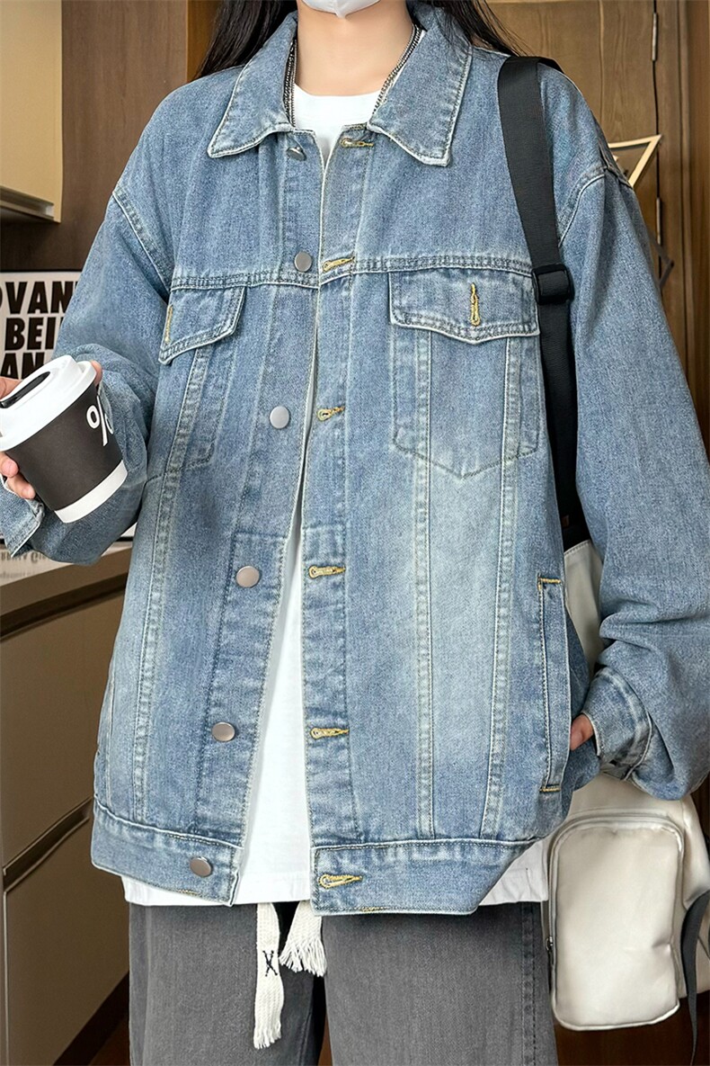 现货55.6棉34.3聚酯纤维10.1粘纤男女牛仔夹克外套潮NCF66-P80,男装夹克,电商C303