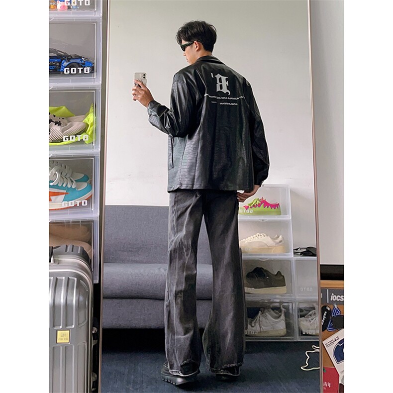 B221美式ins高街暗黑重工艺宽松微喇牛仔裤LK23128-P60控78,男装牛仔裤,电商B221