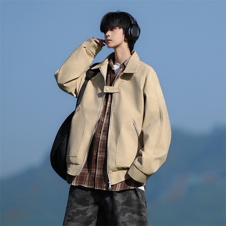 JK8606-P78L-8XL2026春季大码美式皮棉翻领衣夹克外套,男装夹克,星座109