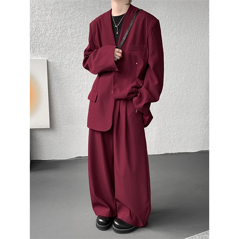 韩版休闲西装套装外套高级痞帅宽松韩版西服外套西裤整套搭配P140,男装西服,电商B319