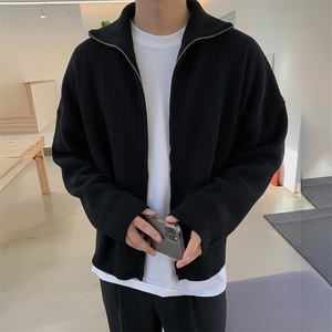 重磅秋冬北极绒双拉链毛衣开衫美式复古休闲慵懒风宽松针织衫外套图片