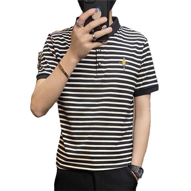 PL3080-P40条纹男士POLO衫短袖修身韩版潮刺绣商务翻领休闲体恤,男装Polo衫,电商D310B-1