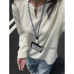 XZ809A/VL01/特P14 深度库存 量大可谈美式V领肌理感百搭长T卫衣图片