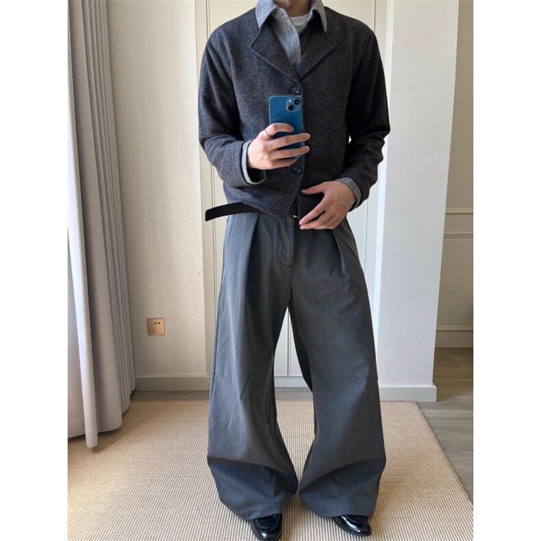 美式复古假两件拼接毛呢翻领夹克男女宽松秋冬外套HT18,男装夹克,星座516A