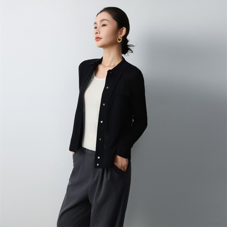 气质修身显瘦秋季新款polo领羊毛衫女士图片
