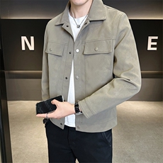 秋季夹克男2025新款工装口袋高级感皮夹克外套A313-8831-P145，男装夹克，电商A313
