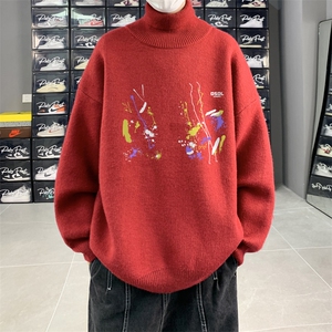高质量！秋冬季高领毛衣加绒加厚翻领针织衫男毛衣FL529-特P38图片