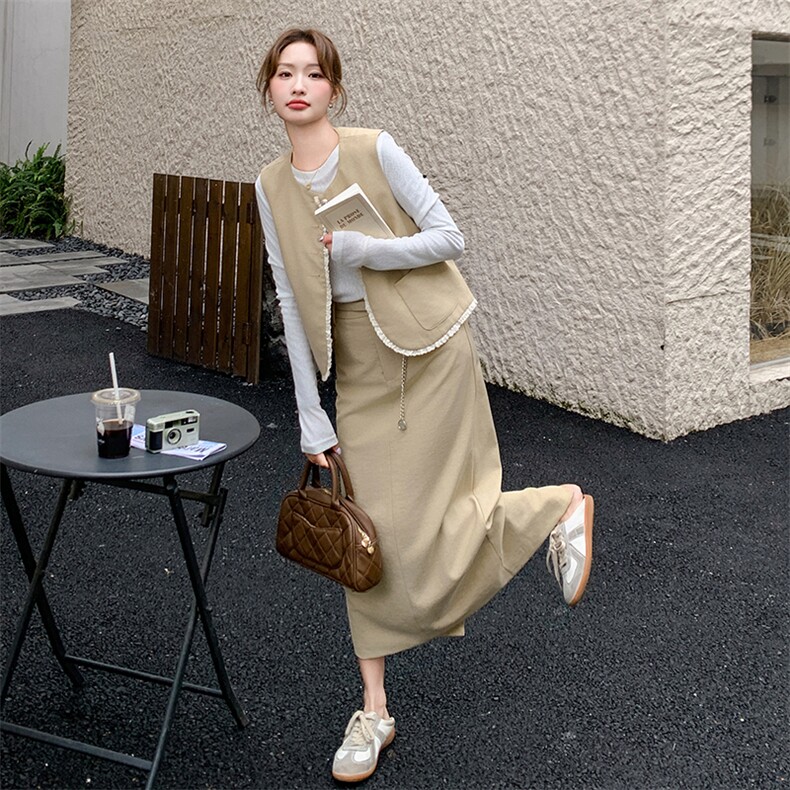 夏季半身裙马甲时尚两件套女,女装套装/套裙,秋水欣儿