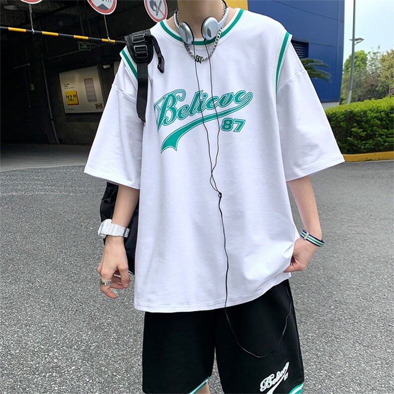 2023夏季短袖T恤套装青少年纯篮球服男潮流两件套男装F311P58,男装休闲套装,电商A086