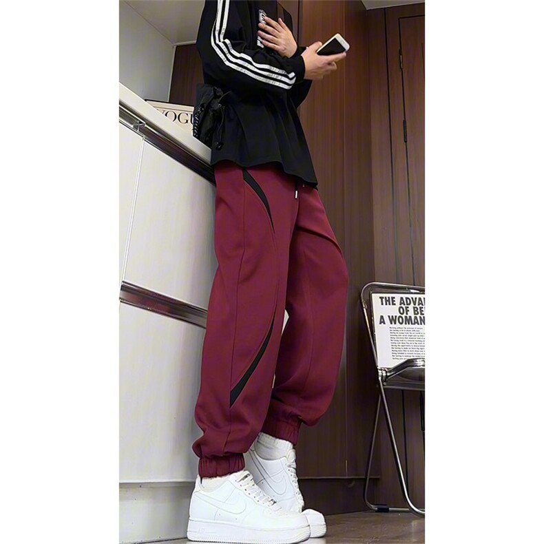 2025春款撞色弯刀束脚运动卫裤A489特P45控78,男装休闲裤,电商A309