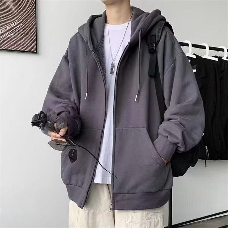 日系拉链卫衣男港风早秋季潮流开衫上衣韩版潮流宽松上衣休闲外套，女装短外套，星座1210-1