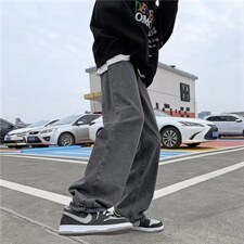 牛仔裤男秋冬加绒直筒宽松阔腿休闲长裤N264P38加绒45图片