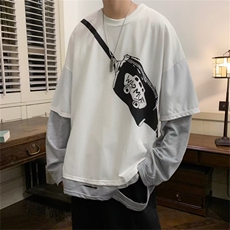 假两件薄款卫衣男潮牌设计感潮流bf情侣装拼接长袖T恤W5128-P23，男装卫衣，星座512-3