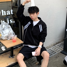 抖音得物高品质二开25秋冬美式重磅结构织带撞色立领卫衣外套W70，男装卫衣，电商A486-1