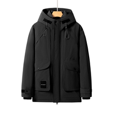 2025新款冬季90绒男士连帽纯色简约休闲羽绒服A415-509-P305，男装羽绒服，电商A355（原A415）