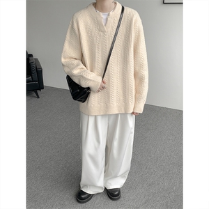 含羊毛！v领麻花羊毛衫男立领套头羊绒衫男针织毛衣男MY1225-P65图片