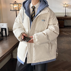 情侣装假两件加厚棉衣大码中性连帽棉服棉袄A071-Y00-P125，男装棉衣，电商A071