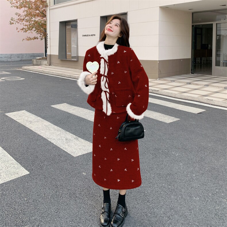 25冬季新品小香风羽绒毛呢套装6562-P305-K458,女装套装/套裙,2C317