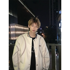 新款冬季宽松棒球棉服男女同款设计感美式休闲厚外套JKS503，男装棉衣，星座516A