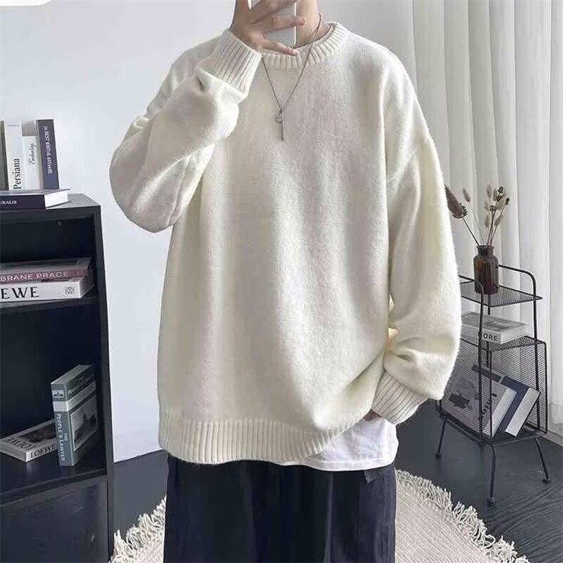 纯色毛衣秋冬cleanfit针织衫美式慵懒风宽松圆领外套6204-P42网图,针织衫/毛衣,电商B245