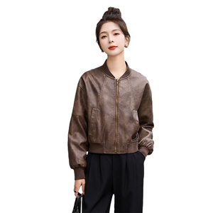 海宁真皮皮衣女2025年春新款绵羊皮高端短款小个子皮夹克外套春秋图片