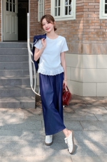 时尚复古刺绣绣花马甲套装女夏季2025年新款短袖T恤阔腿裤三件套，女装套装/套裙，2C177