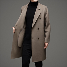 男装毛呢大衣FF8503主推长款双面羊毛呢大衣双排扣外套，男装毛呢大衣，钱塘207-1