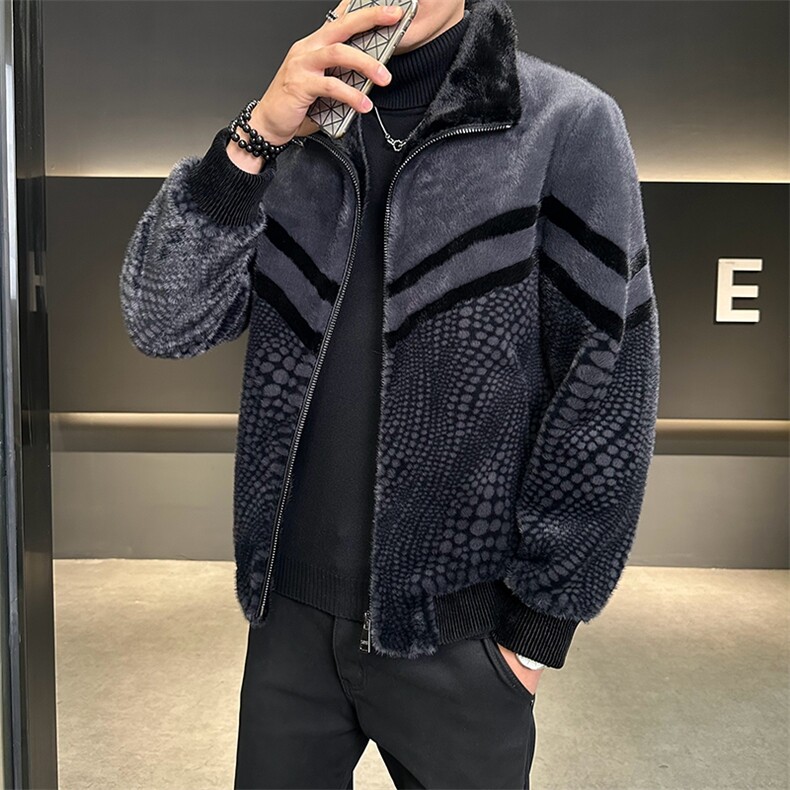 冬季男士时尚加厚仿皮草保暖爸爸装商务夹克外套ZX8960-P245,男装夹克,星座1105-3