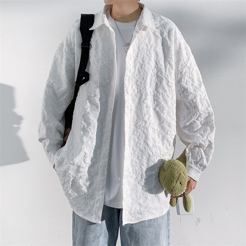 2026春季设计感浮雕压花长袖衬衫男潮流衬衣外套C22005-P50控68,男装衬衫,电商A001