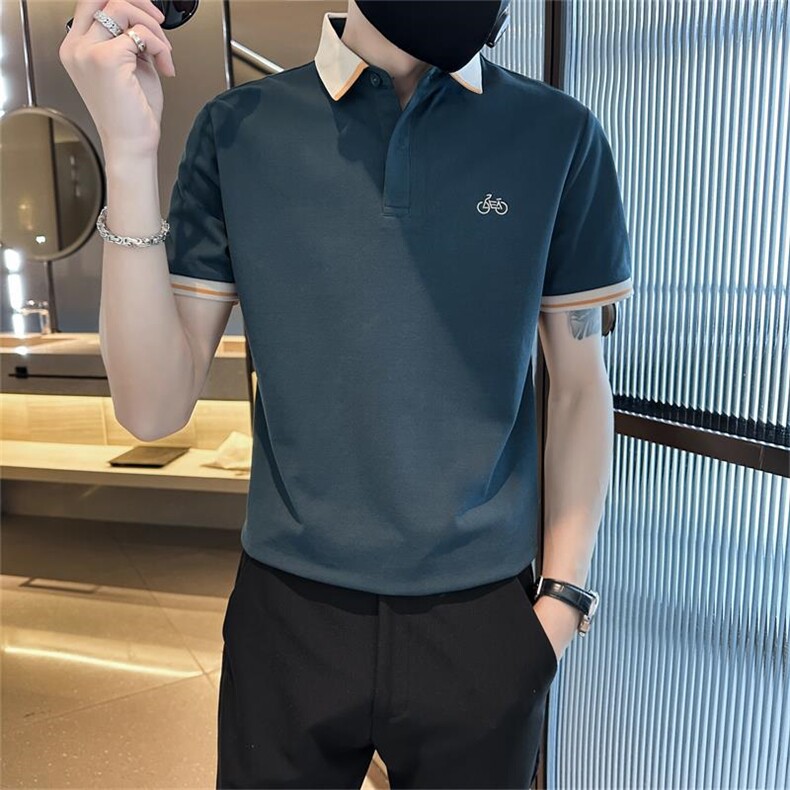 2026夏季短袖T恤翻领时尚大码刺绣翻领时尚上衣T0232-特P48,男装T恤,电商D342