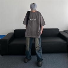 2025夏季新款麂皮绒得物抖音品质印花短袖T恤djp265-特批23控39，男装T恤，星座605(原A050)