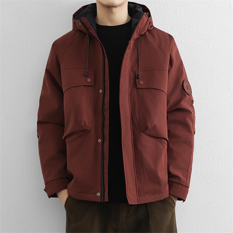冬季御寒服男士新款冲锋衣棉服保暖潮流口袋棉衣防风连帽外套,男装夹克,星座914