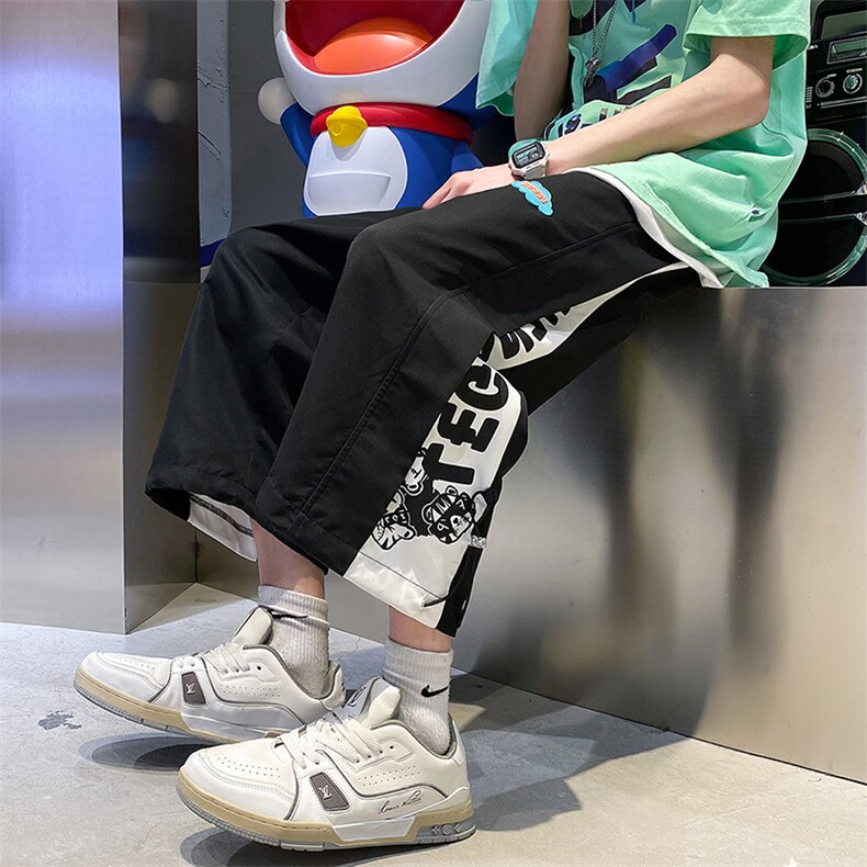 2023夏季新款港风外景大码工装抽绳七分裤M-5XHK22138-P35,男装休闲裤,电商A022