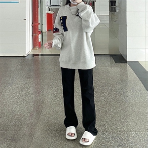 主推 夏季弹力男修身破洞大码直筒微喇牛仔裤女 K860-P50图片