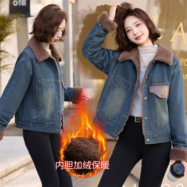 梦依缘2025冬时尚精品舒适休闲加绒牛仔外套二,女装短外套,梦依缘