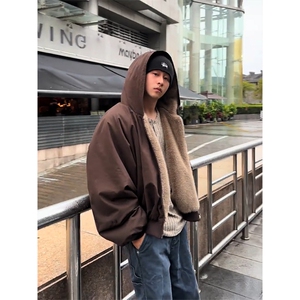 两面穿现货重磅短款座山雕棉衣男女双面穿毛毛绒棉服加厚外套