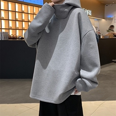 秋季纯色套头高级感宽松上衣韩版立领连帽小众卫衣男W7943-P45，男装卫衣，星座512-4
