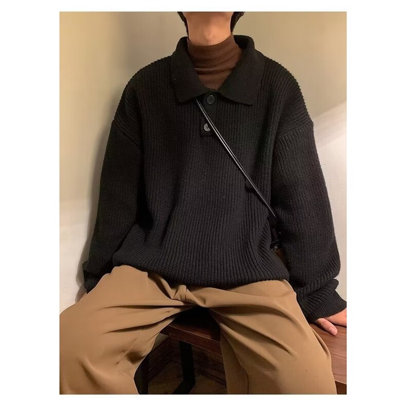 秋冬季翻领毛衣男宽松潮流港风百搭长袖M01-P50,男装针织衫/毛衣,星座1109-4