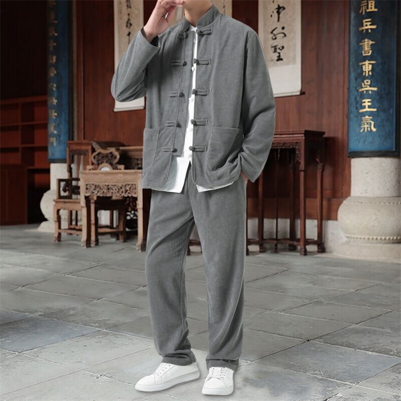男士外套灯芯绒夹克套装盘扣立领风XZ1512-2501套装-P110,男装夹克,星座1512