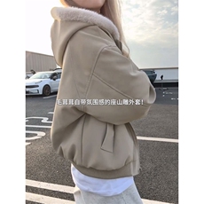 现货高品质美式高街冬季重磅座山雕大毛毛领pu皮棉衣男女加厚外套，男装皮衣，电商A486