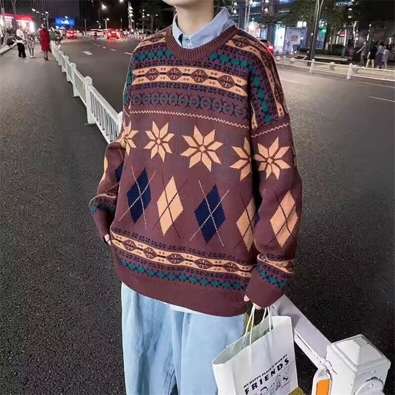 秋冬款复古套头毛衣男ins情侣韩版潮流港风个性宽松慵懒风针织,男装针织衫/毛衣,星座218-1（原230）