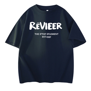 抖音得物供货210克现货宽松纯棉美式潮牌印花落肩袖纯棉T恤AT2189图片